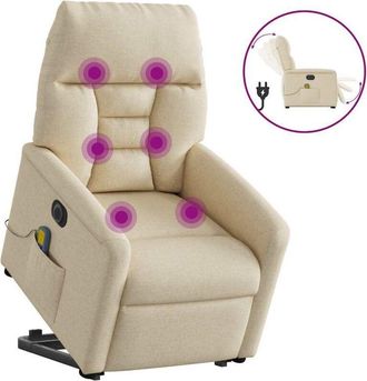 vidaXL Vidaxl - Sill&oacute;n De Masaje El&eacute;ctrico Reclinable Elevable Tela Crema
