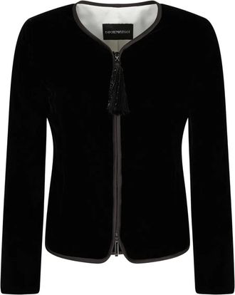 Emporio Armani Giacca in velluto con decorazione - Nero