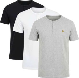 Brave Soul Confezione da 3 T-shirt girocollo in cotone bianche con bottoni sul davanti-Bianco