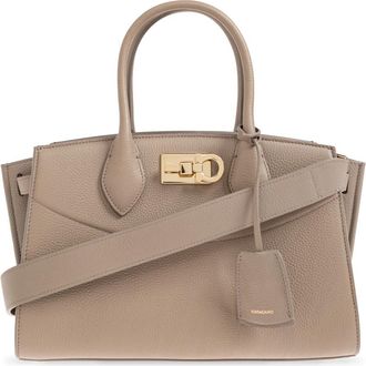 Ferragamo Studio Soft Small - Dames - Handtassen - Beige - ONE Size - Leer - Tassen