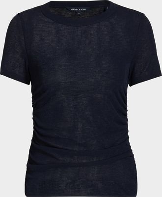 Veronica Beard Remus Ruched Crewneck Tee