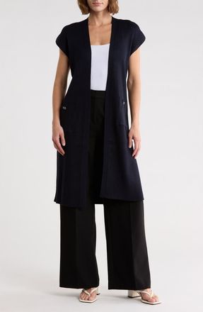 Elie Tahari Cap Sleeve Ribbed Longline Cardigan in Nightlife at Nordstrom Rack, Size X-Large