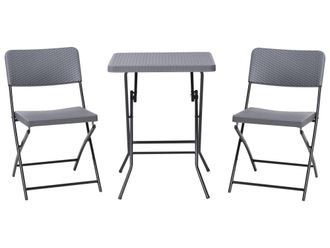 Beliani Conjunto de balc&oacute;n plegable gris