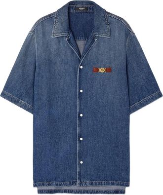 Versace Camicia denim Medusa Biggie - Blu