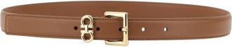 Ferragamo Brown Solid Buckle Belt