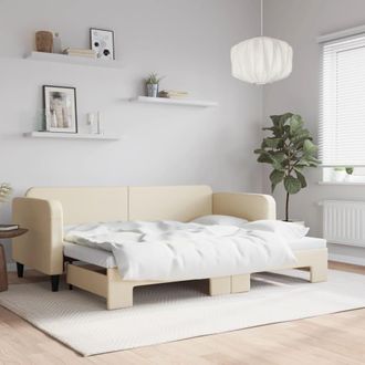 vidaXL Sof&aacute; Cama Nido Tela Crema 80x200 Cm Vidaxl
