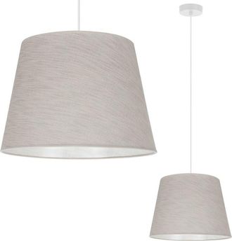 OEM L&aacute;mpara Colgante, Cono De Lino, Blanco, 1 Plana, Pantalla Beige Claro, L02 38cm