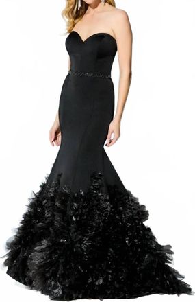 Mon Cheri Sweetheart Mermaid Gown In Black