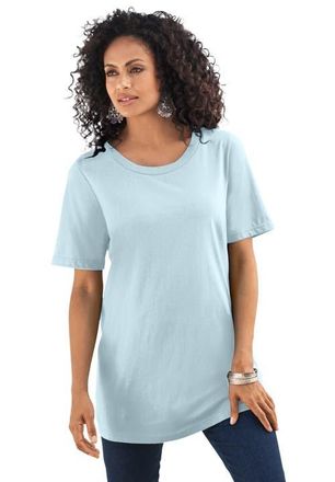 Roaman's Plus Size Cotton Ultimate Crewneck Tee in Pale Blue at Nordstrom, Size Medium