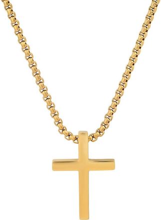 HMY Jewelry Mens 18K Gold Plated Stainless Steel Cross Pendant Necklace in Yellow at Nordstrom Rack