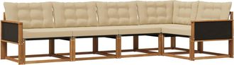 vidaXL Conjunto De Sof&aacute;s De Exterior 5 Uds. Natural Y Beige Vidaxl