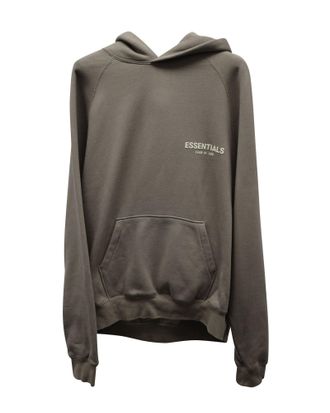 Fear of God Fear of God Essentials Logo-Flocked Hoodie in Desert Taupe Cotton-Blend Jersey