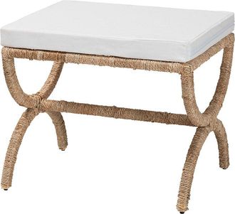 Baxton Studio Maliyah Japandi Seagrass Ottoman