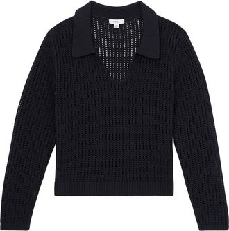 Reiss Matilda Open Collar Knit Silk-Blend Top