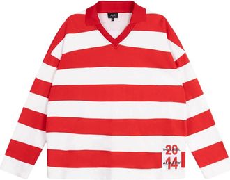 ALIX The Label Alix The Label - Block Stripe Polo Sweater - Dames - Sweatshirts & Hoodies - Rood - Maat: S Katoen
