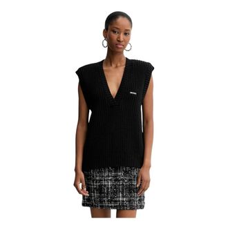 Rotate Rotate Birger Christensen - Gebreid Vest met V-hals - Dames - Truien - Zwart - Maat: XS Katoen