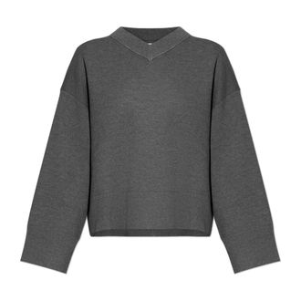 Sams&oslash;e & Sams&oslash;e Salula Sweater - Dames - V-hals truien - Grijs - XS - Polyester - Truien & Vesten