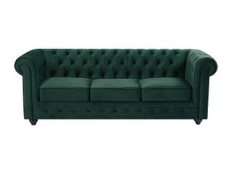 Vente-Unique Divano 3 posti in Velluto Verde - CHESTERFIELD