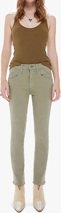 Mother Stash Mid Rise Dazzler Ankle Jeans In Oig Oil Green