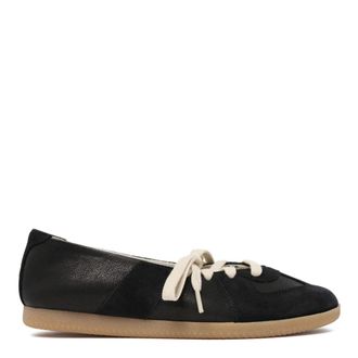 Maison Margiela Schoenen, Dames, Zwart, 38 EU, Leer, Zwarte Leren Ballerina Sneakers