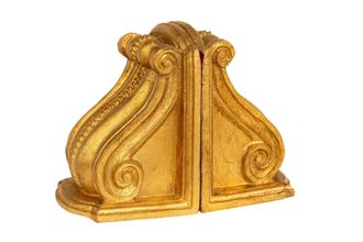 Biscottini International Un Par De Sujetalibros De Madera Con Acabado De Pan De Oro Antiguo, Hechos En Italia