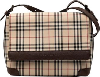 Burberry Pre-owned Burberry House Check Canvas Flap Crossbody PHTS8CE0U44M10TA