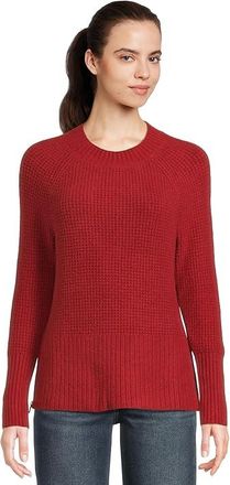 L.L.Bean Supersoft Waffle Sweater Crewneck Womens Sweatshirt Rustic Red : LG, Cotton/Nylon