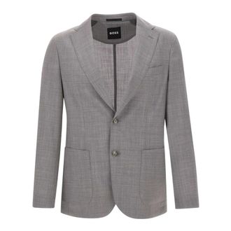 HUGO BOSS Kostuums, Heren, Grijs, 2Xl, Wol, Virgin Wool Slim-Fit Blazer