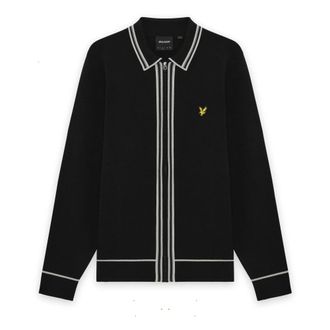 Lyle & Scott Tipped Gebreid Jack met Ritssluiting - Heren - Truien - Zwart - Maat: 2XL