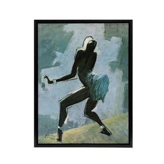 Artery8 Paul Colin Dancer Singer Josephine Baker Framed Canvas Wall Art Print in Blue | Size: W24 x H32