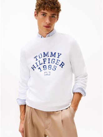 Tommy Hilfiger Mens Arch Logo Flex Fleece Sweatshirt - White - XXL