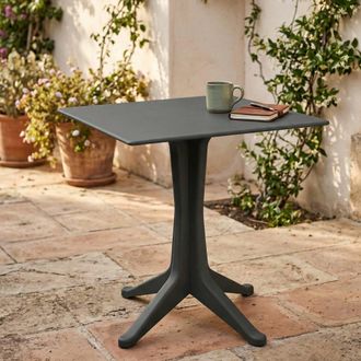 Dmora Mesa De Jard&iacute;n Trani, Mesa Cuadrada Fija, Mesa De Jard&iacute;n Multiusos, 100% Made In Italy, 70x70h72 Cm, Antracita, Con Embalaje Reforzado - Dmora
