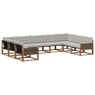 vidaXL Conjunto De Sof&aacute;s De Exterior 9 Uds. Natural Y Gris Claro Vidaxl