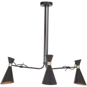 Premier Housewares Linox 3 Shade Black and Gold Bent Arm Pendant