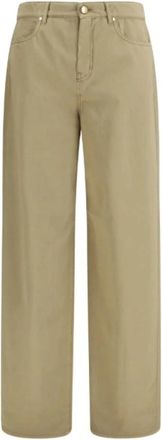 Max Mara Cotton Satin Baggy Broeken - Dames - Regular Fit Jeans - Beige - S - Katoen - Jeans