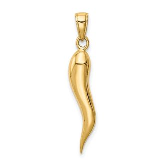 Diamond2Deal 10k Yellow Gold Large Italian Horn Pendant