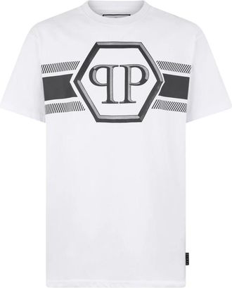 Philipp Plein Rondhals T-Shirt Hexagon - Heren - T-shirts - Wit - 3XL - Katoen - Tops