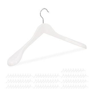 Relaxdays Pack De 100 Perchas Traje Anchas, Para Chaquetas, Abrigos O Vestidos, Madera, 45 Cm De Ancho, Blanco