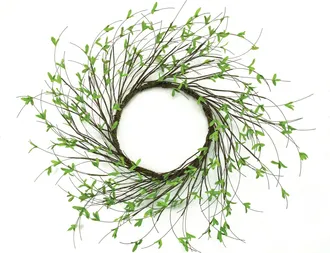 Melrose International Mini Leaf Twig Wreath 22D - Green