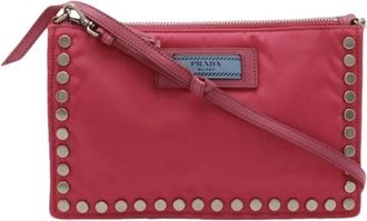 Prada Pre-owned Cross Body Bags, female, Red, Size: ONE SIZE Pre-owned Nylon Cross Body Bag