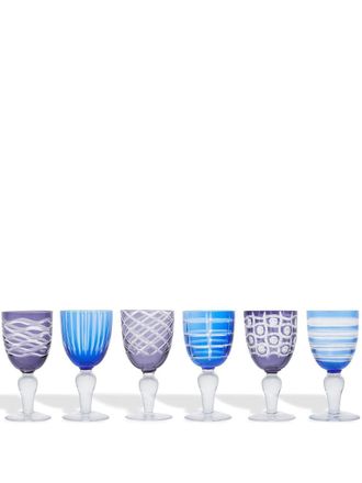 Pols Potten Blue Wine Glasses Set - Unisex - Glass