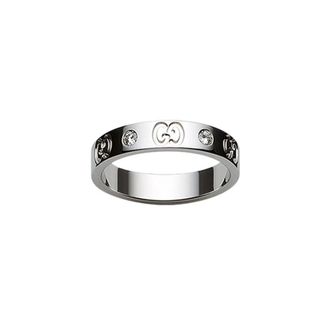 Gucci Icon Ladies 18k White Gold Diamond Band Ring