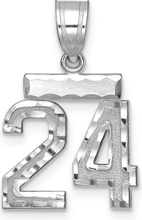 Diamond2Deal 14k White Gold Small Brushed Diamond-cut Number 24 Charm Pendant