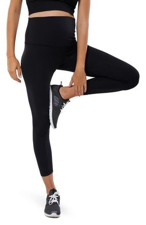 Ingrid & Isabel High Waist Foldover Maternity Leggings in Black at Nordstrom, Size X-Large