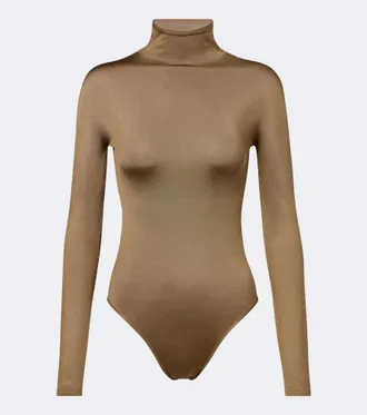 Alaia Ala&iuml;a Turtleneck silk-blend bodysuit