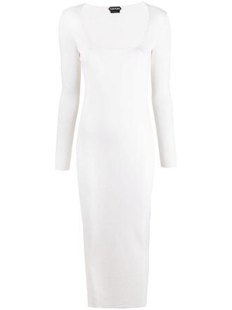 Tom Ford Abito midi con scollo rotondo - Bianco
