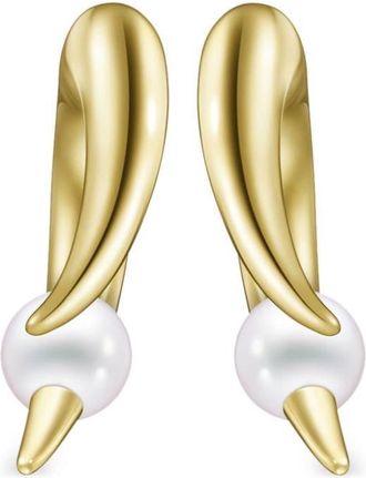 Tasaki 18kt yellow gold Collection Line Danger Horn Plus earrings - unisex - 18kt Yellow Gold/Akoya Pearl - One Size