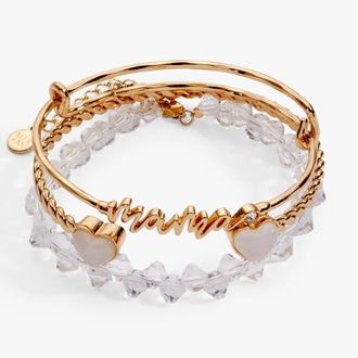 Alex and Ani Mama Gold Beaded Bangle Set of 3 at Nordstrom