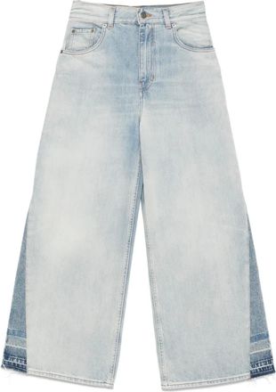 Chlo&eacute; logo-patch jeans - women - Calf Leather/Cotton/Polyester/Cotton - 26 - Blue