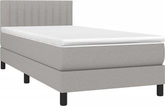 vidaXL Cama Box Spring Con Colch&oacute;n Tela Gris Claro 90x200 Cm Vidaxl